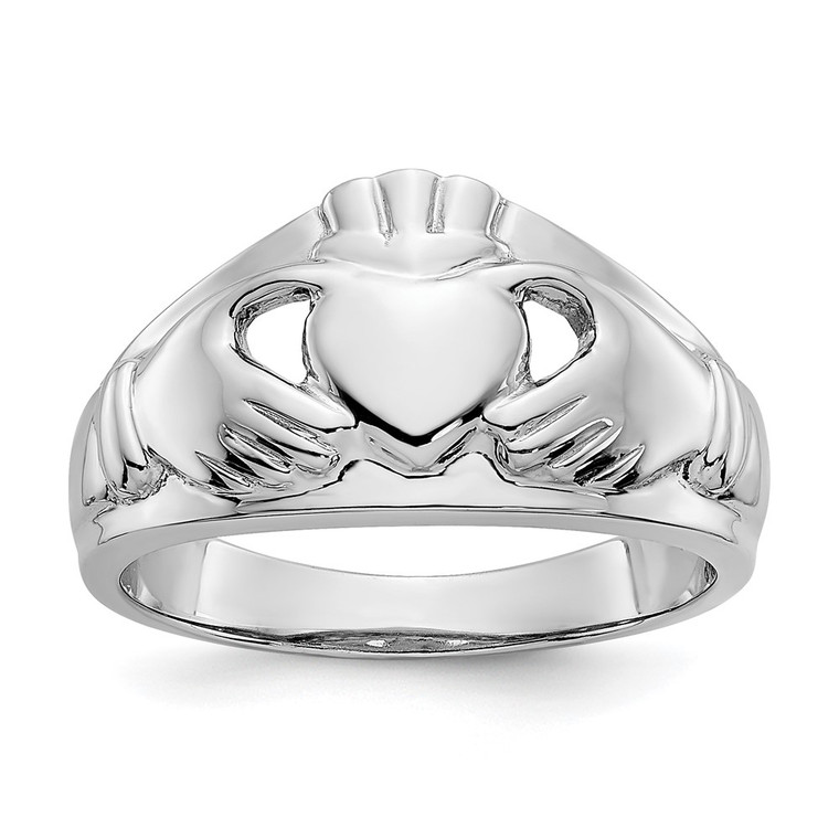 14k White Gold Ladies Claddagh Ring - D1-667DE2AA-3374