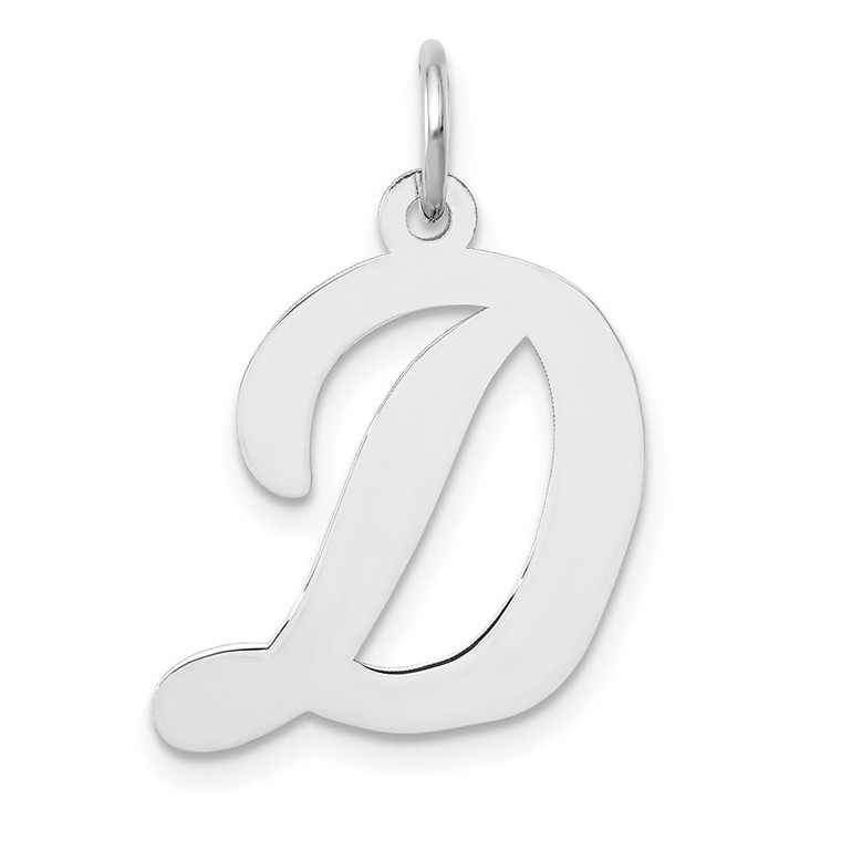 14k White Gold Large Script Letter D Initial Charm