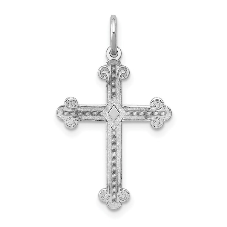 14K White Gold Laser Designed Cross Pendant - XR-F21405CA-3400