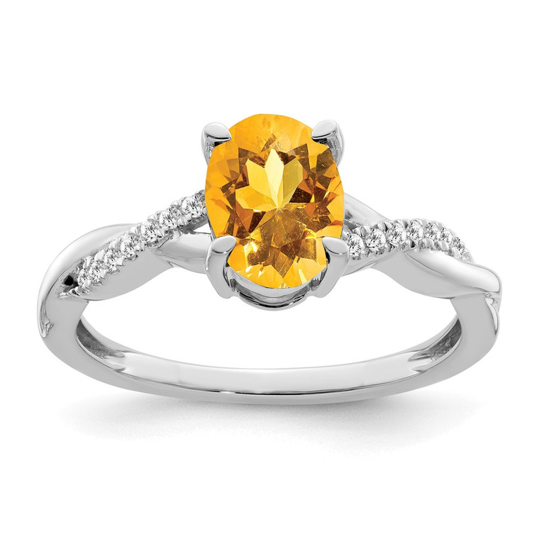 14k White Gold Oval Citrine and Diamond Ring - RM-E4EB3149-6283