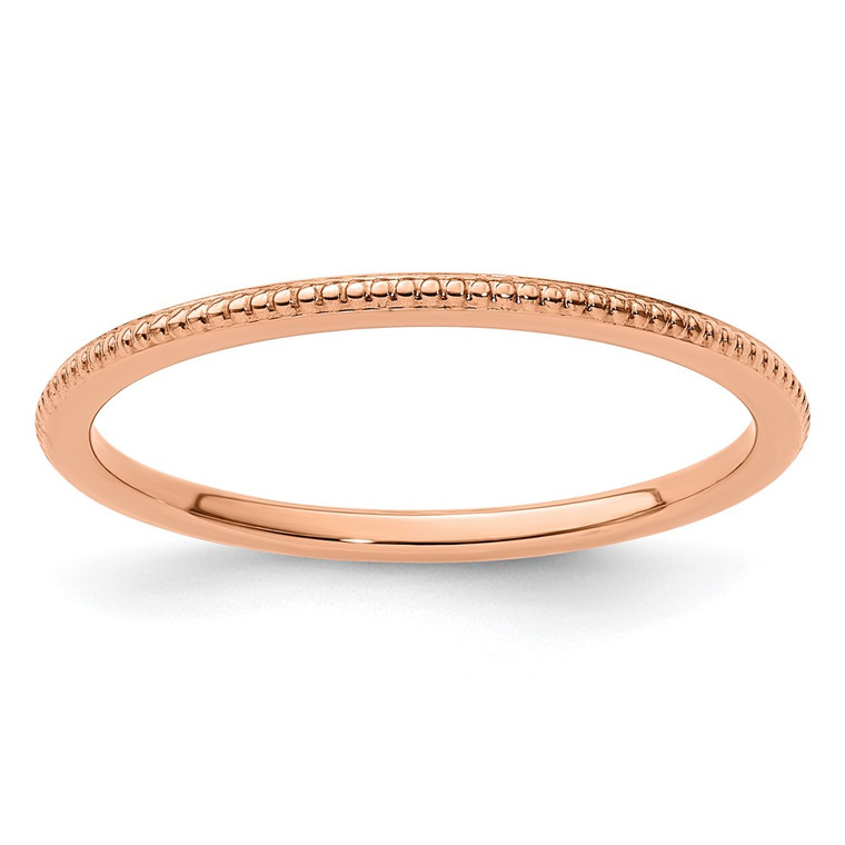 10K Rose Gold 1.2mm Beaded Stackable Band Size 6