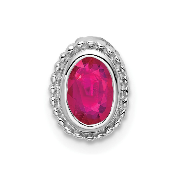 14k White Gold Oval Ruby Chain Slide