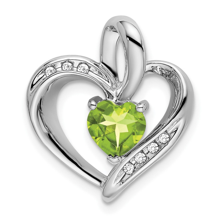14k White Gold Peridot and Diamond Heart Pendant - PM-5D0E2805-8764