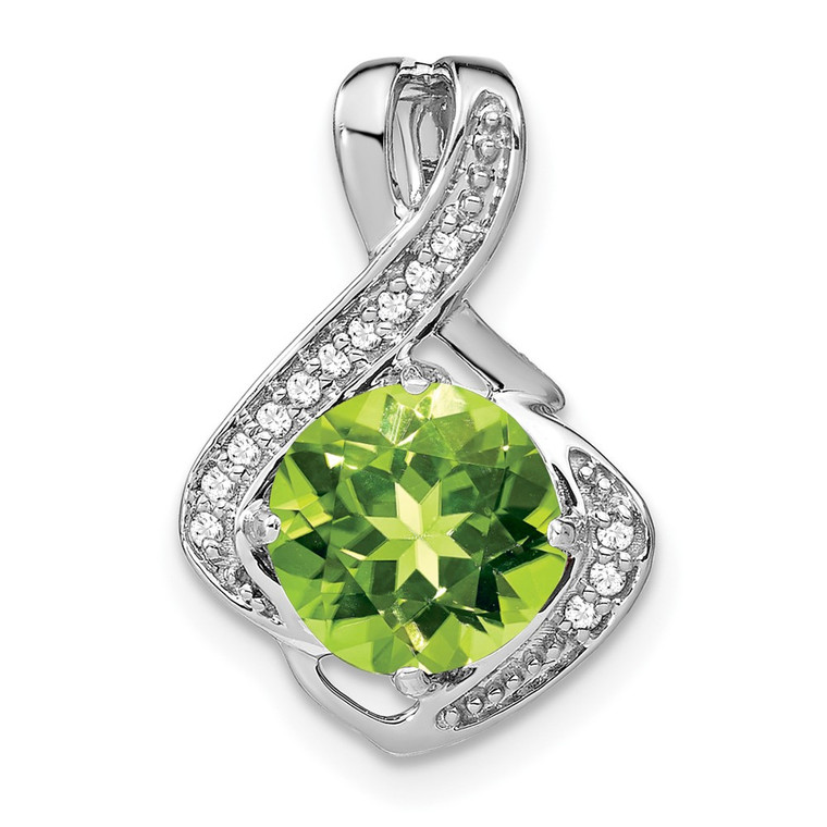 14k White Gold Peridot and Diamond Pendant - PM-E6F7502F-9058