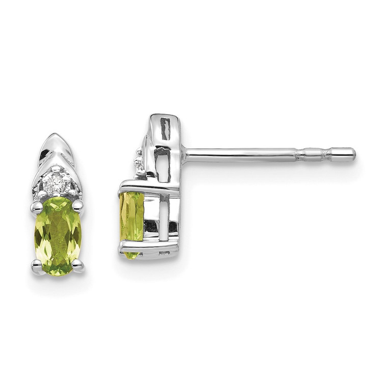 14k White Gold Peridot and Diamond Post Earrings - XB-68FDF146-5754
