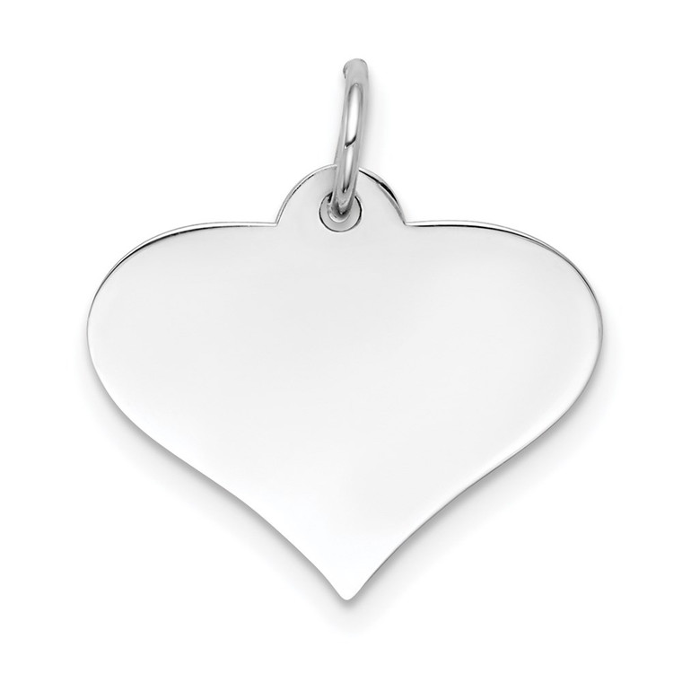 14k White Gold Plain .011 Gauge Engraveable Heart Disc Charm - XW-51718AB8-3851