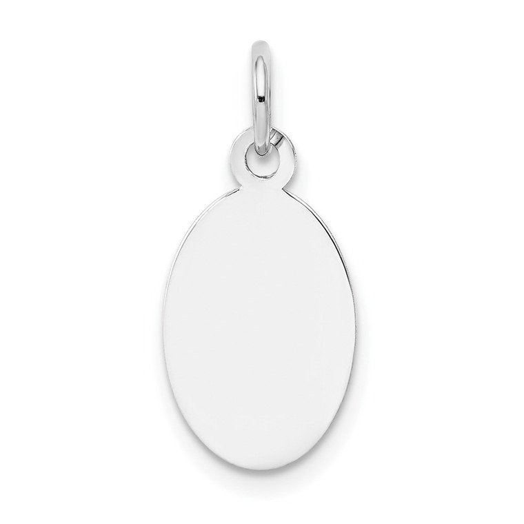 14k White Gold Plain .013 Gauge Oval Engravable Disc Charm - XW-147E5B17-1817