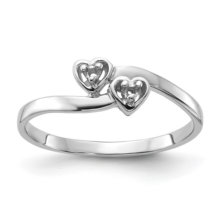 14k White Gold Polished .02ct. Diamond Heart Ring Mounting