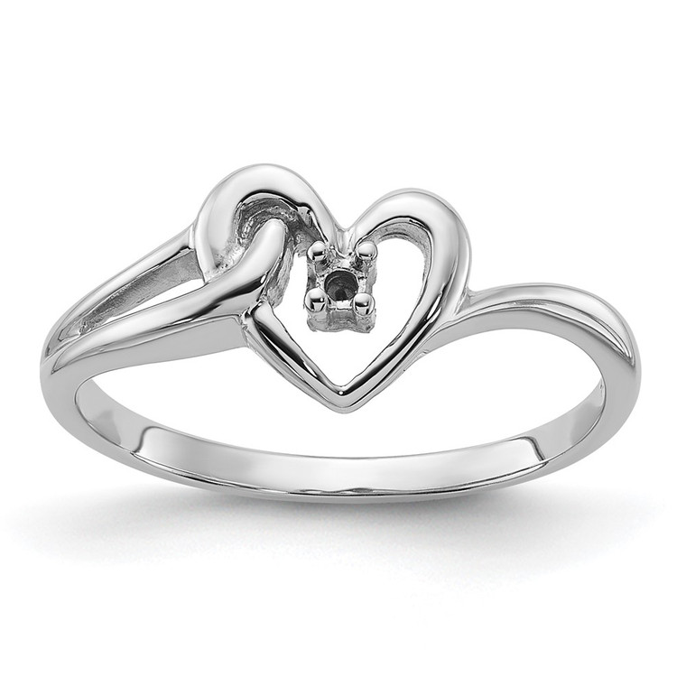 14k White Gold Polished .03ct. Diamond Heart Ring Mounting