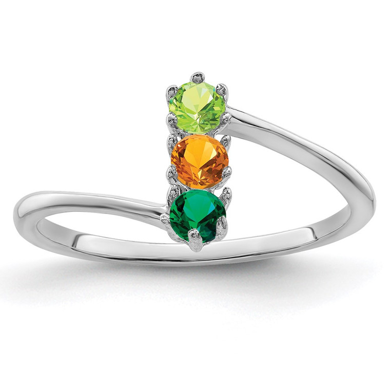 14k White Gold Polished 3-Stone Mothers Ring Mounting - XM-16D2BB19-6324