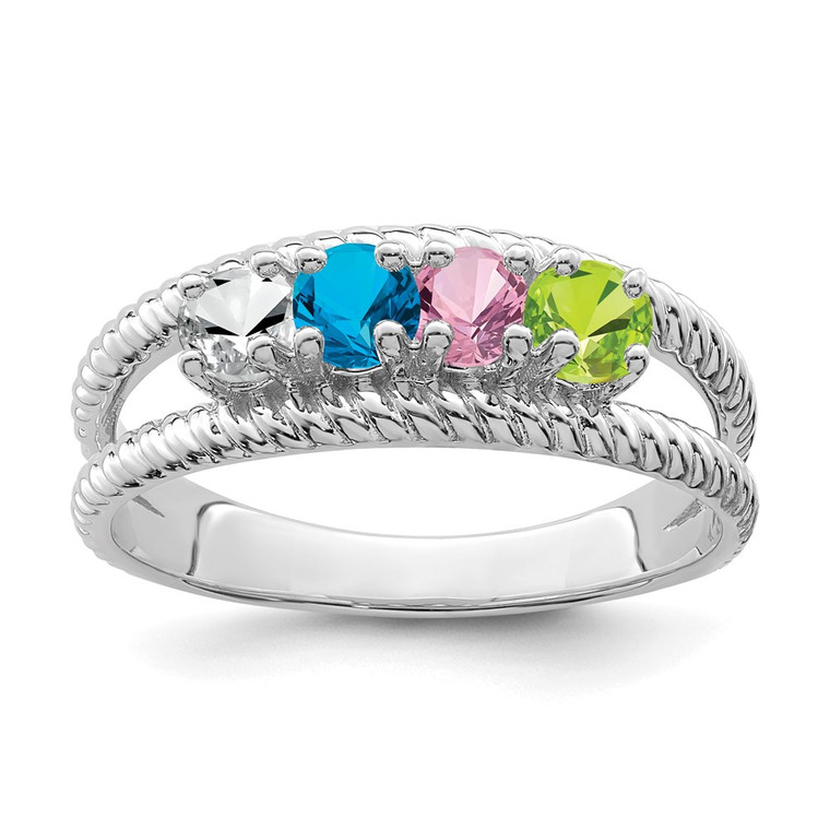 14k White Gold Polished 4-Stone Mothers Ring Mounting - XM-870EAFA1-1445