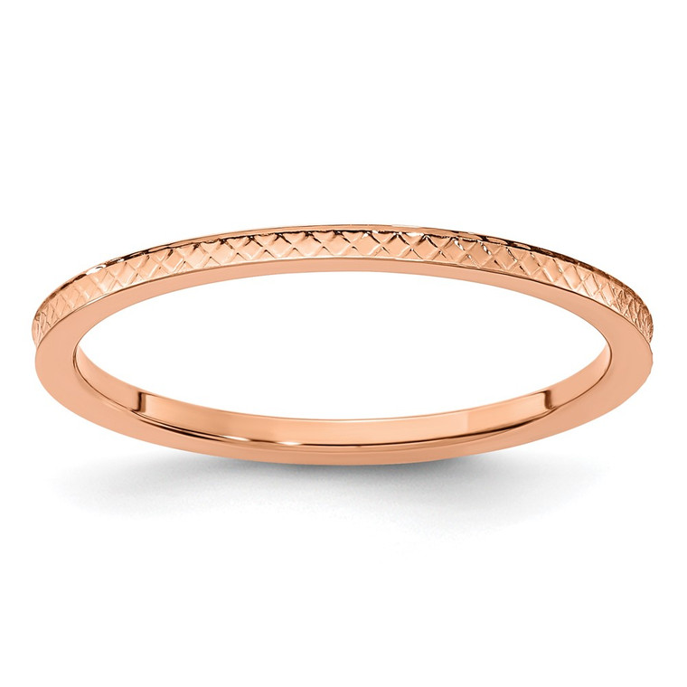 10K Rose Gold 1.2mm Criss-Cross Pattern Stackable Band Size 5