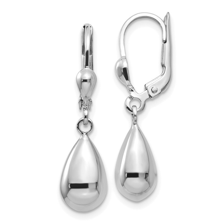 14k White Gold Polished Dangle Leverback Earrings - TM-C40F637C-2590