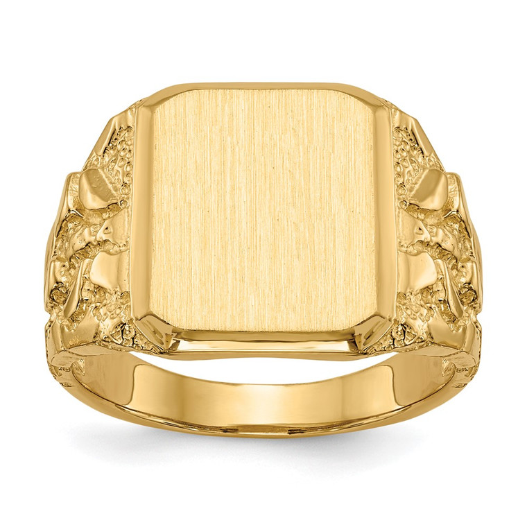 14k 13.0 x 14.0mm Open Back Mens Signet Ring