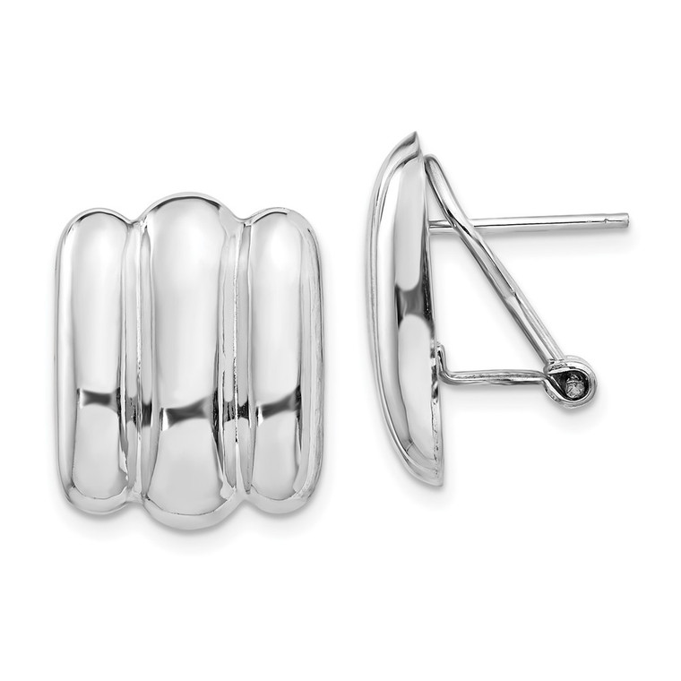 14k White Gold Polished Fancy Omega Back Post Earrings - TM-D987CCC8-9397