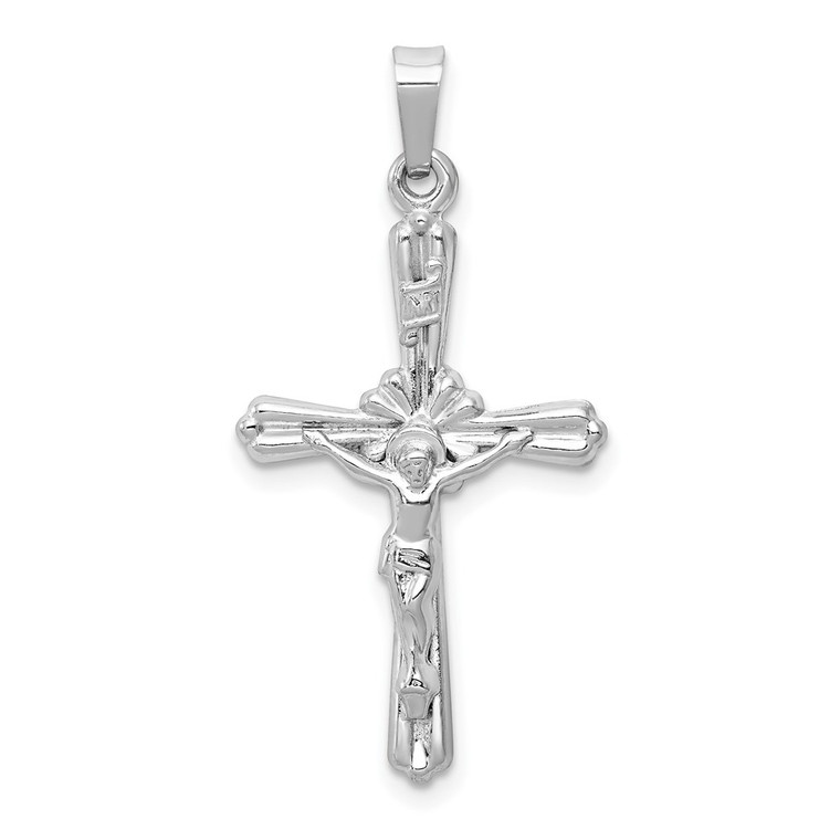 14k White Gold Polished INRI Crucifix Pendant - XR-DD7593AD-1248