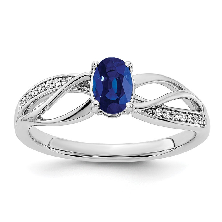 14k White Gold Polished Sapphire and Diamond Ring - RM-DD2D0CC5-5247