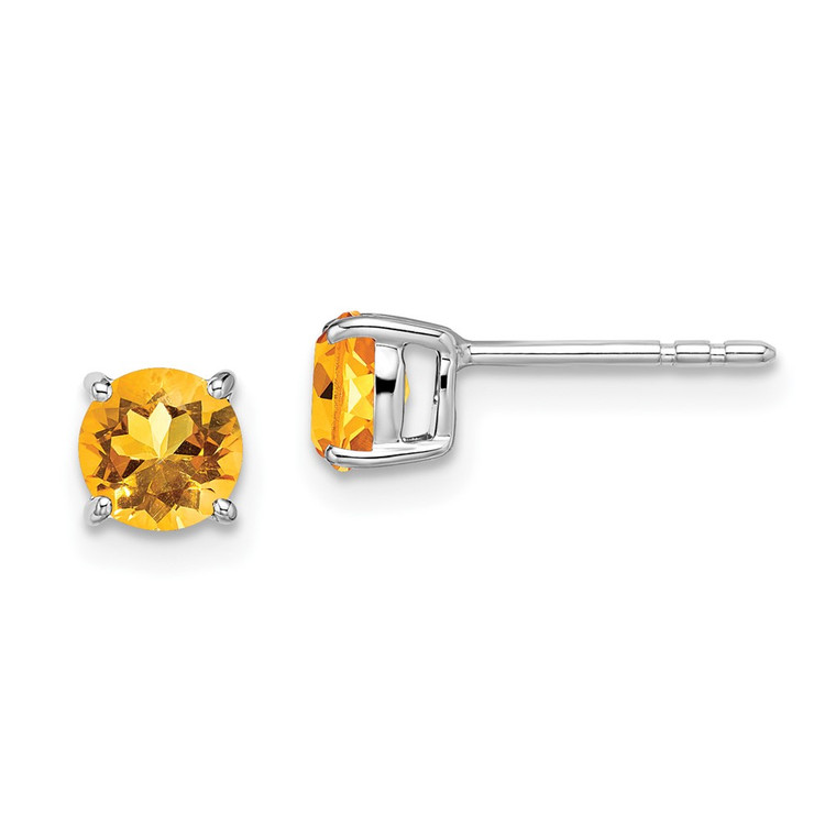 14k White Gold Round Citrine Earrings - EM-8E4398EF-3376
