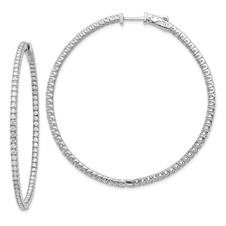 14k White Gold Round Hoop w/Safety Clasp Earring Mountings - XE-8078D104-1533