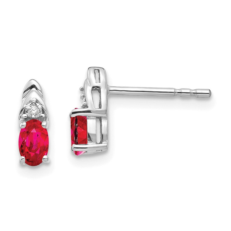 14k White Gold Ruby and Diamond Post Earrings - XB-CDE66BA7-3006