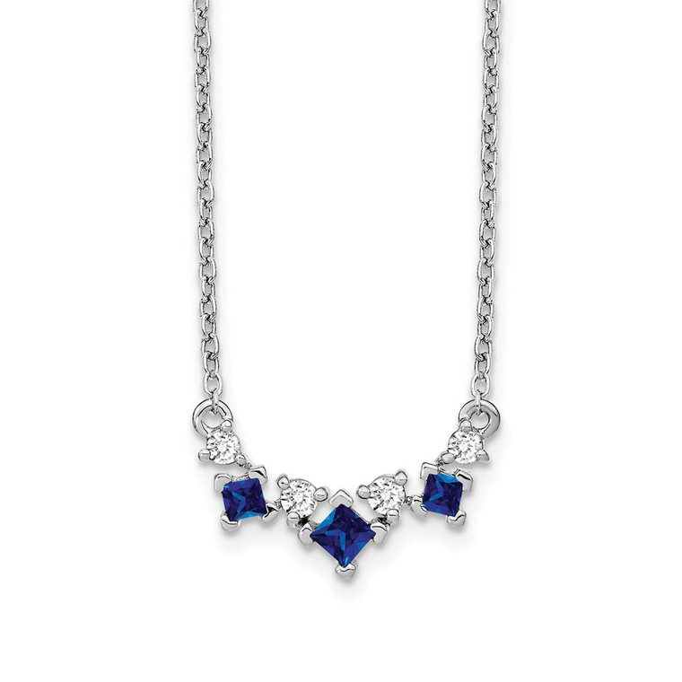14k White Gold Sapphire and Diamond 18 inch Necklace