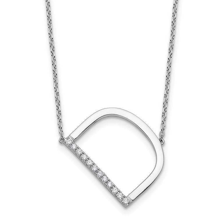 14K White Gold Sideways Diamond Initial D Necklace