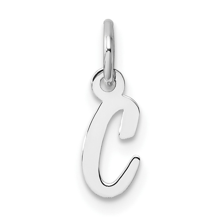 14k White Gold Small Script Letter C Initial Charm - YC-E0B0EA01-4332
