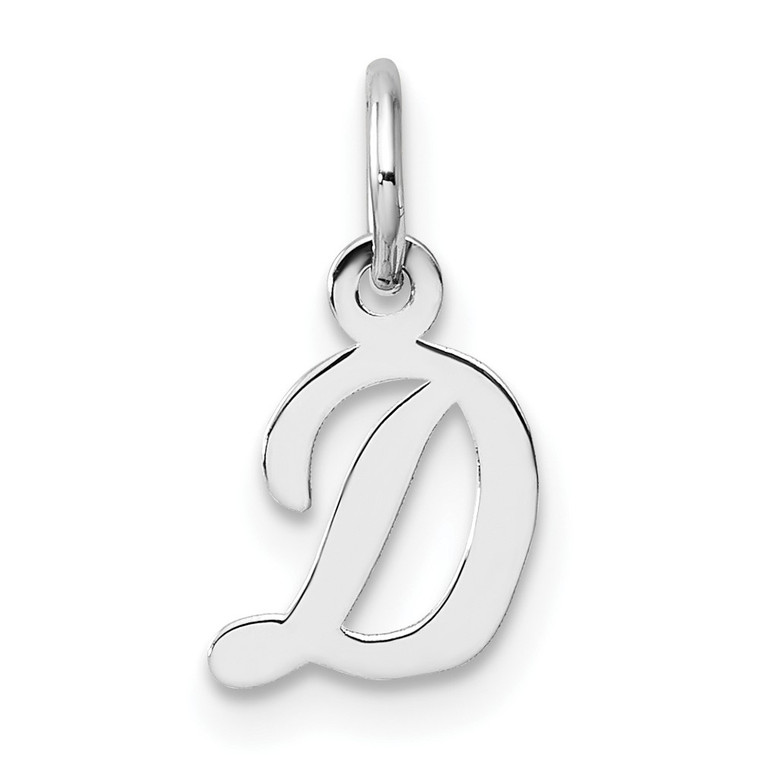 14k White Gold Small Script Letter D Initial Charm - YC-77714625-7394