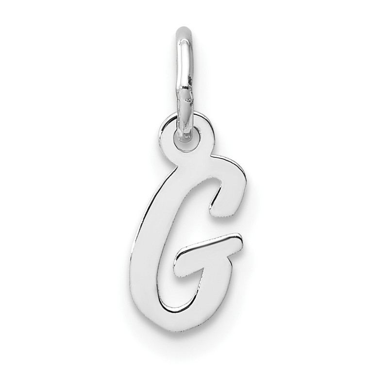 14k White Gold Small Script Letter G Initial Charm - YC-DAC3070D-2509