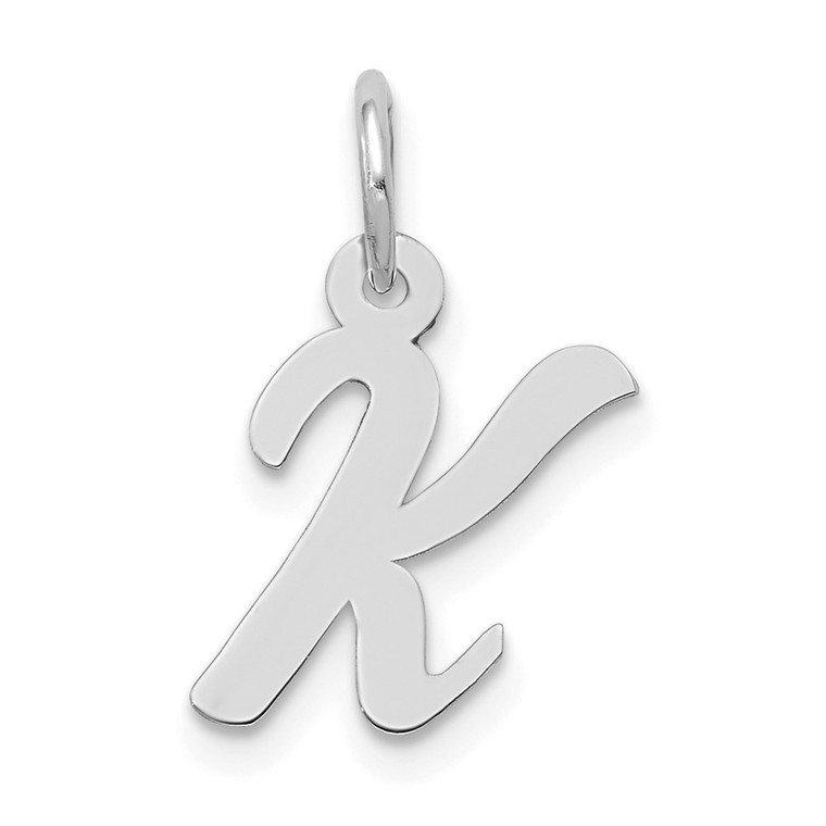 14k White Gold Small Script Letter K Initial Charm - YC-693EF39C-5897