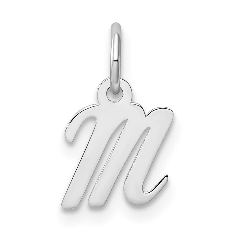 14k White Gold Small Script Letter M Initial Charm - YC-FAC73BD4-1309