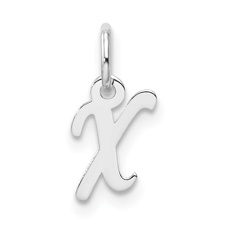 14k White Gold Small Script Letter X Initial Charm