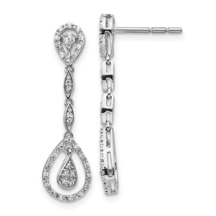 14k White Gold Teardrop Diamond Dangle Earrings - EM-2EAE7D88-8705