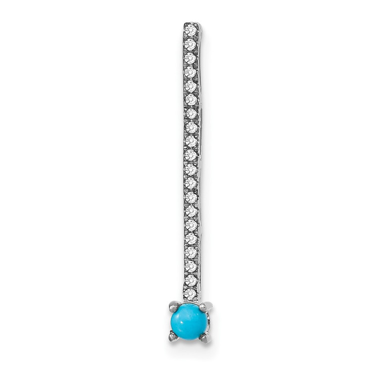 14k White Gold Turquoise and White Topaz Pendant - PM-01289CB2-2928
