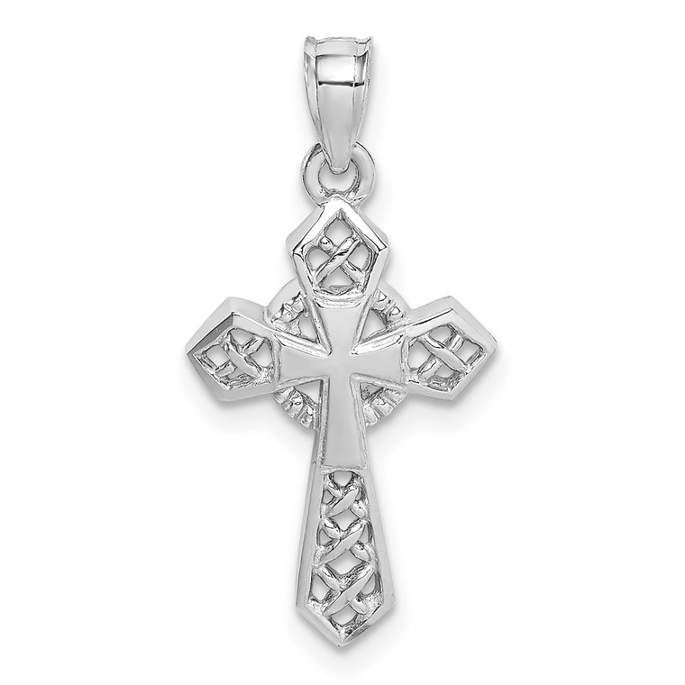 14K White Polished Cross Pendant - D4-F2F2595A-7337