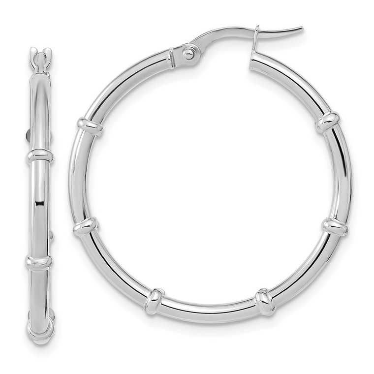 14K White Polished Fancy Hoop Earrings - TF-E07C86DF-3756
