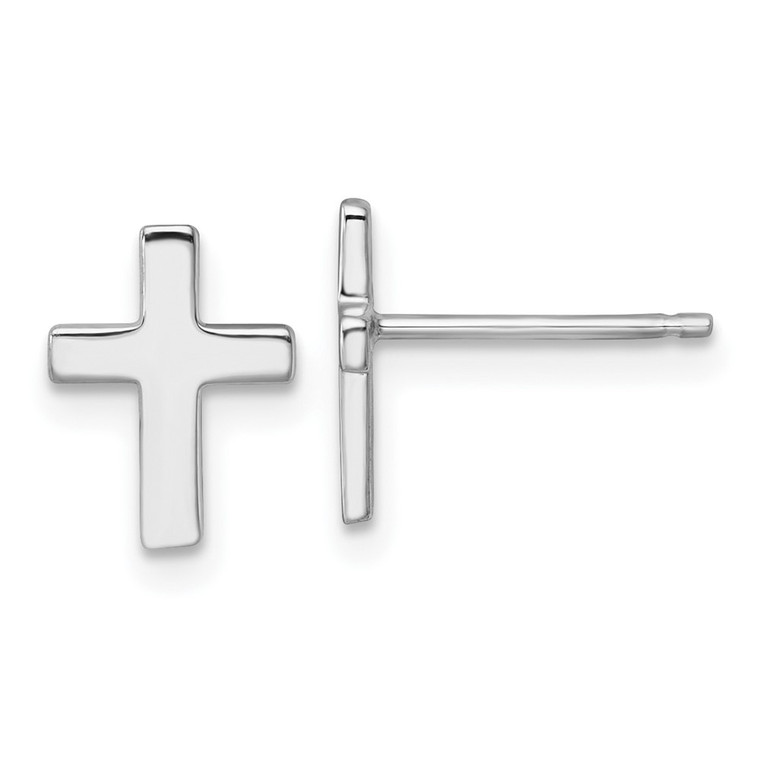 14k White Polished Latin Cross Post Earrings - YE-AFEF2C9A-7832