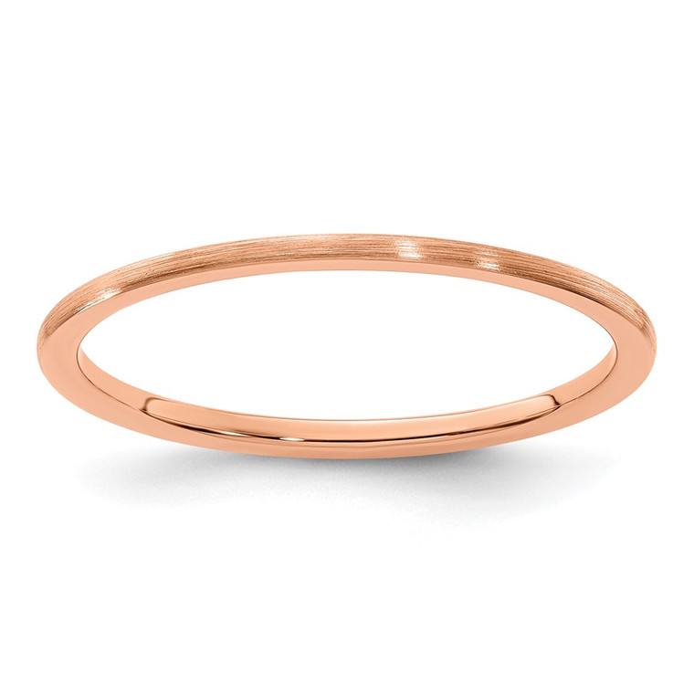 10K Rose Gold 1.2mm Half Round Satin Stackable Band Size 4.5