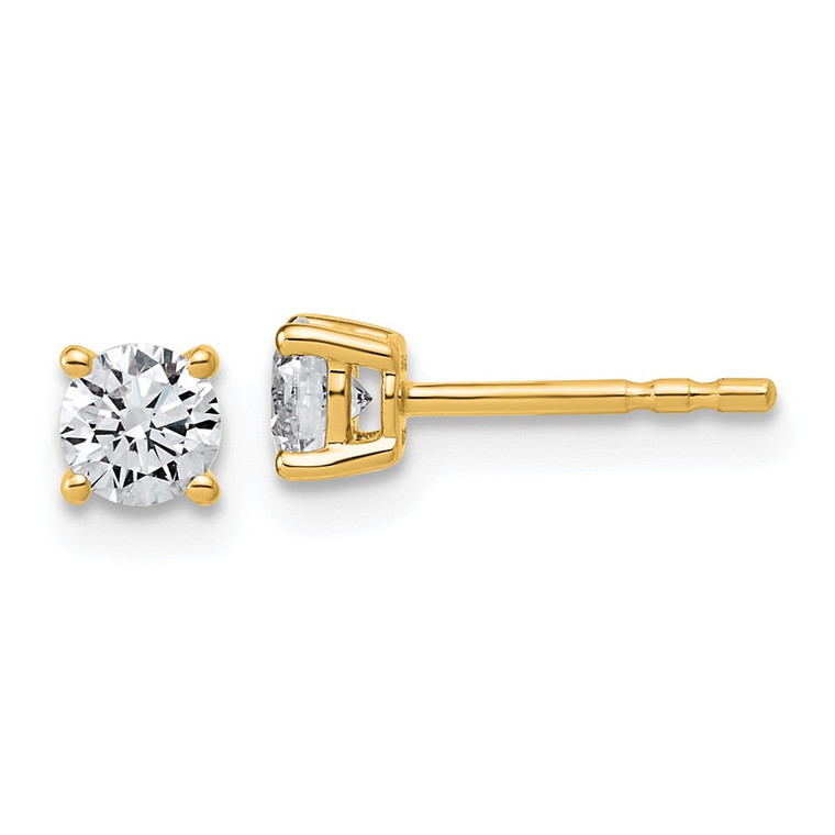 14k Yellow Gold 1/2 ctw Lab Grown Diamond VS/SI+ G+ Round 4 Prong Standard Wt Stud Earrings