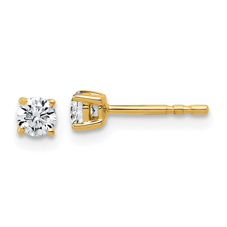 14k Yellow Gold 1/3 ctw Lab Grown Diamond VS/SI+ G+ Round 4 Prong Standard Wt Stud Earrings