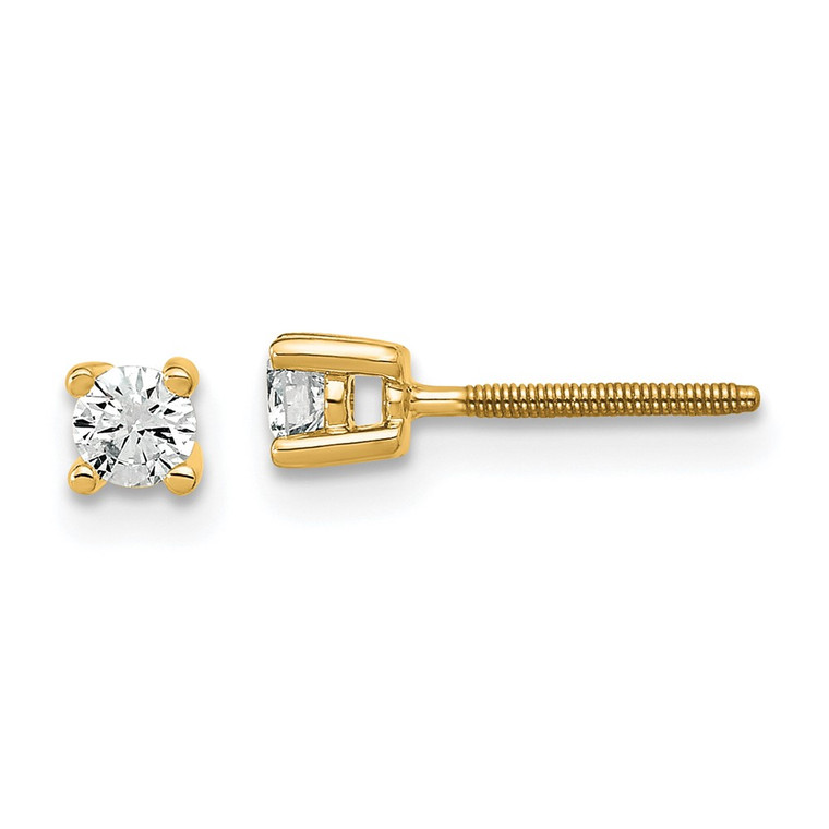 14k Yellow Gold 1/5 ctw Lab Grown Diamond VS+ F+ Round 4 Prong Heavy Wt. Screwback Stud Earrings - EM-2160E377-9372