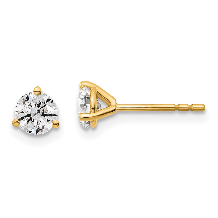 14k Yellow Gold 2/3 ctw Certified Lab Grown Diamond VS+ F+ Round 3 Prong Heavy Wt. Stud Earrings