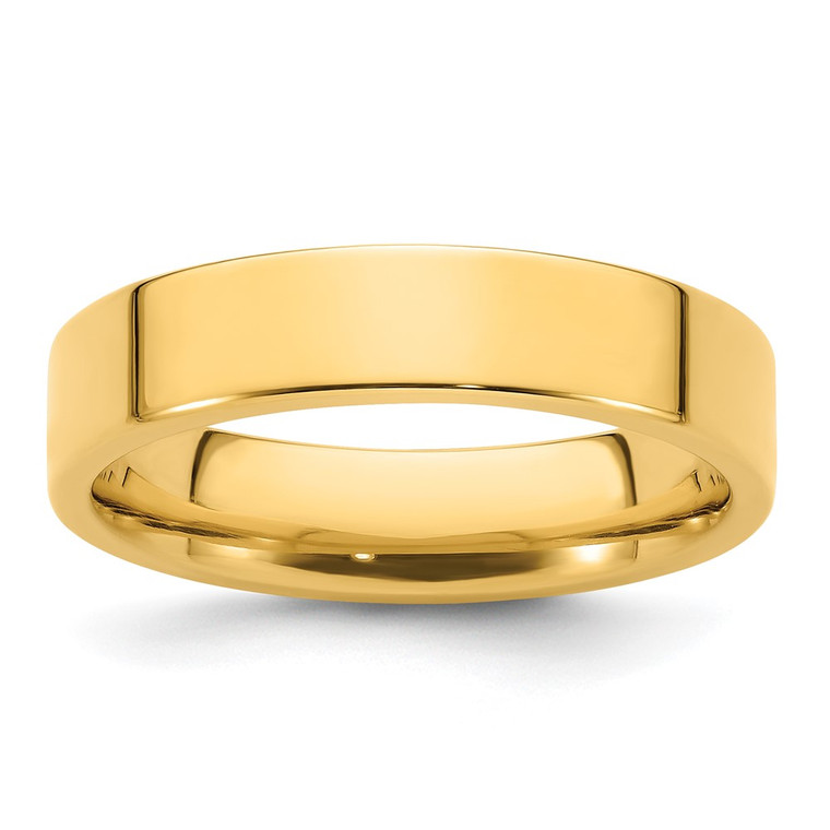 14k Yellow Gold 5mm Standard Weight Flat Comfort Fit Wedding Band Size 12.5