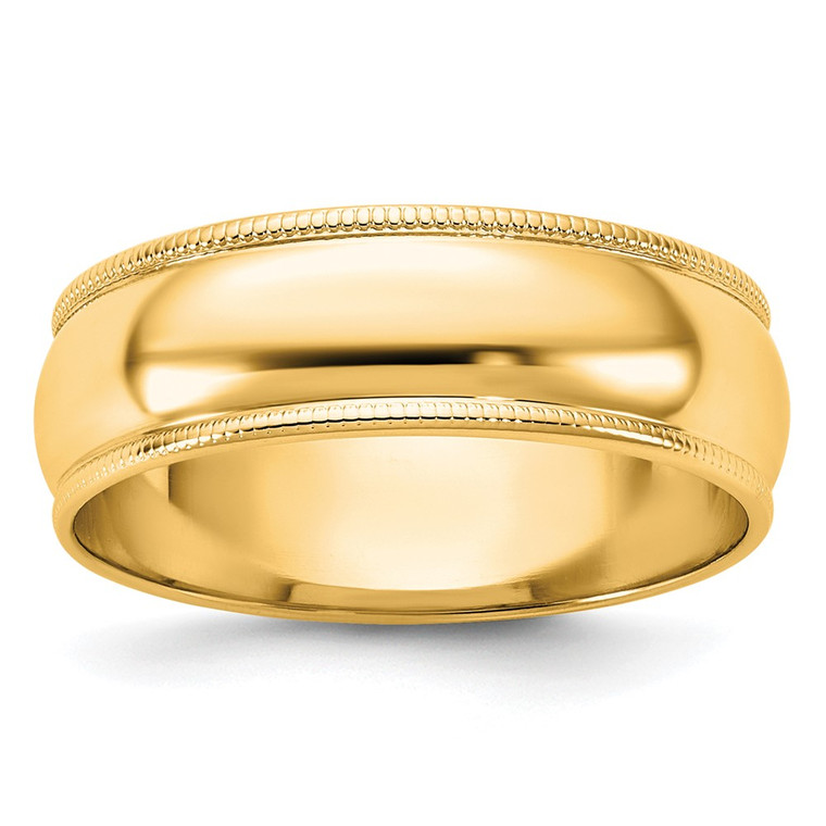 14k Yellow Gold 6mm Lightweight Milgrain Half Round Wedding Band Size 14