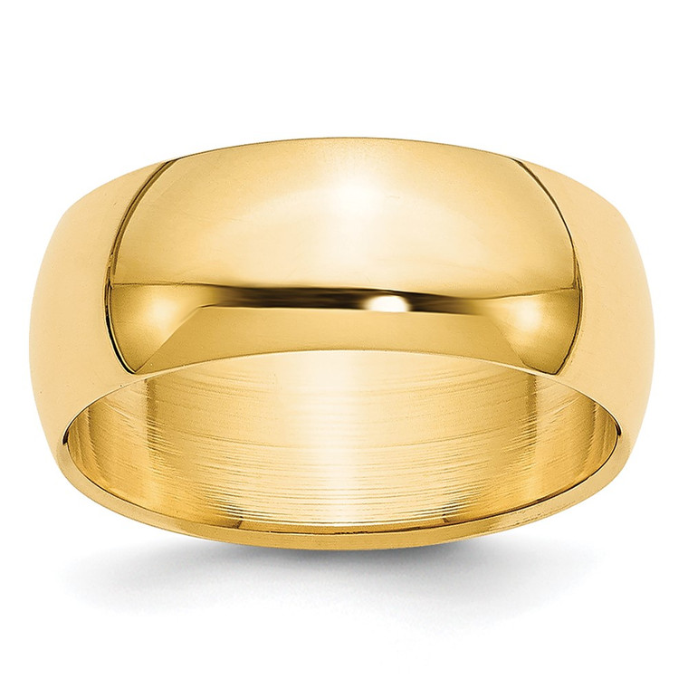 14k Yellow Gold 7mm Lightweight Half Round Wedding Band Size 14