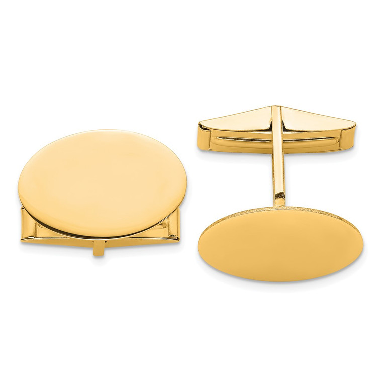 14K Yellow Gold Men's Oval Cuff Links
