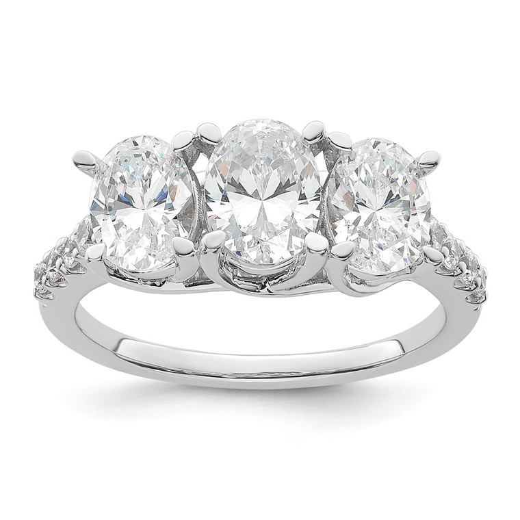 14kw 3-stone Oval Lab Grown VS/SI+ G+ Dia Complete Engagement Ring - RM-BEF82C27-7601