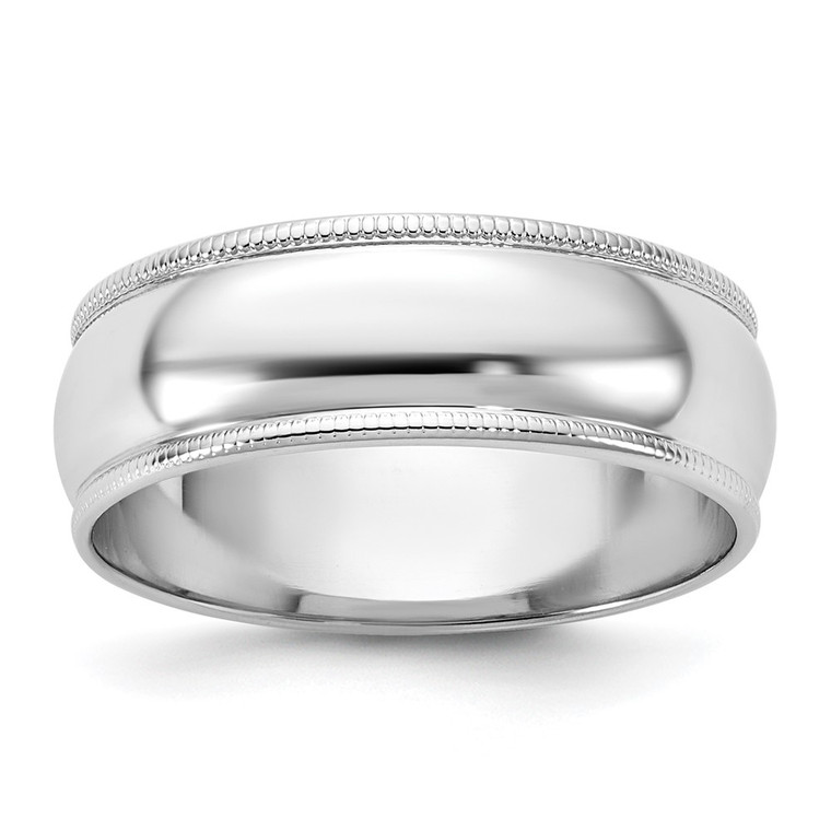 14KW 6.5mm Milgrain Half Round Band Size 10