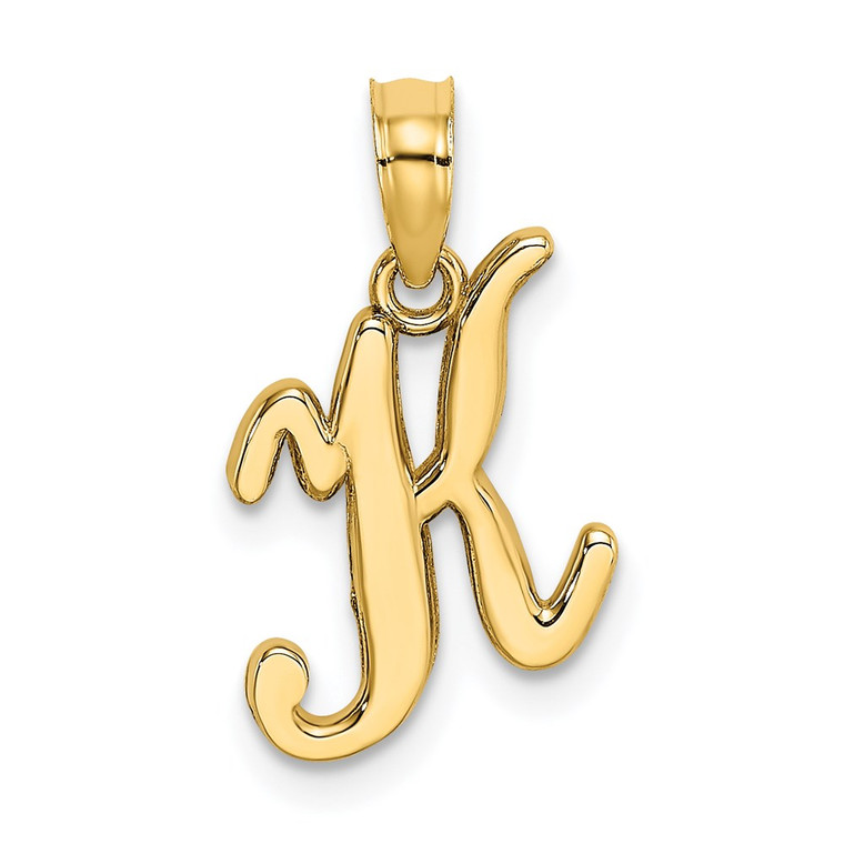 14KY Script Letter K Initial Pendant - K6-5AC0FA8A-8963
