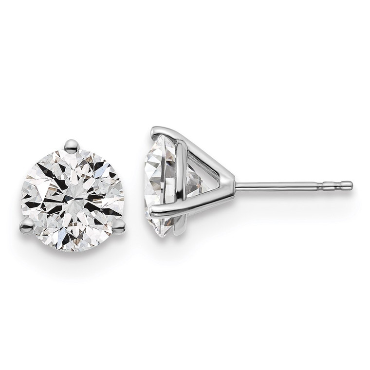 18kw 4 ctw Cert Lab Grown Dia VS+ F+ Round 3 Prong Hvy Wt Earring